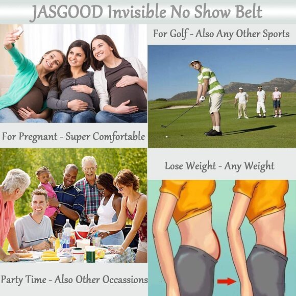 No Show Stretch Belt For Women Easily Adjustable Elastic Flat Buckle 3832 - Picture 8 of 9